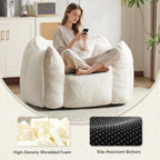 Giant Bean Bag Chair, Comfy Large Bean Bag Chairs for Adults and Kids, Fluffy Faux Rabbit Fur Floor Sofa for Living Room Bedroom Apartment, Beige