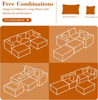 110 Corduroy Modular Sectional Boneless Sofa with 2 Ottomans, Convertible Cloud Couch with Deep Seats, Fluffy Memory Foam U Shaped Couch for Living Room, No Assembly Required (Gray)