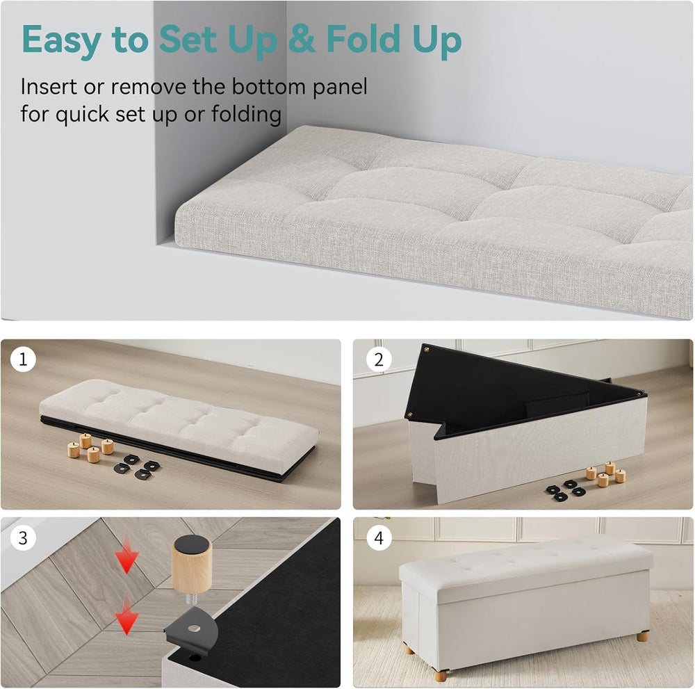 BRIAN & DANY 43 Inches Folding Storage Ottoman Bench, Ottoman with Storag...