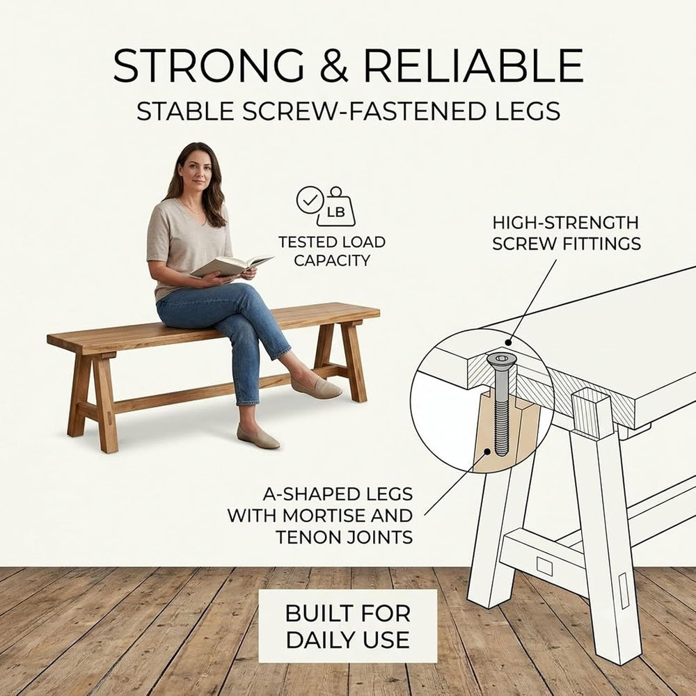 Solid Wood Farmhouse Bench, 10 12 14in Narrow Entryway Bench, Long Wood Dinin...