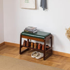 latifolia Shoe Rack Bench, Entryway Shoe Bench with Cushion, Flip-Open Storage Compartment, 2-Tier Shoe Organizer(Green,21.65''L)