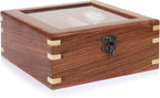 Wooden Watch Box for Men & Women, Watch Organizer & Display Case, Premium Long-Lasting Watch Holder for Storage, Elegant Gift for Watch Collectors (Glass Top, 6 Slots)