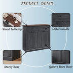 Double Tilt Out Laundry Hamper Cabinet, 20 Gallon Farmhouse Trash Can Cabinet with Drawer, Hidden Wood Garbage Can Bin Cabinet with Laundry Storage Basket for Bathroom, Kitchen, Dark Grey