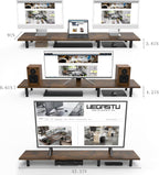 Large Dual Monitor Stand Riser 43.3IN，Vintage Home Office Storage For Desk Accessories，Solid Wod Desk With Adjustable Legs For computer/PC/Laptop/Printer/Container/dressing table