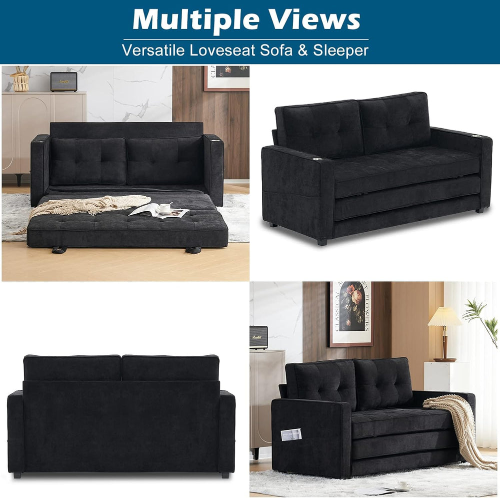 VINGLI Upgraded 64" W 84" L Full Size Futon Sofa Bed, 6" Thick...
