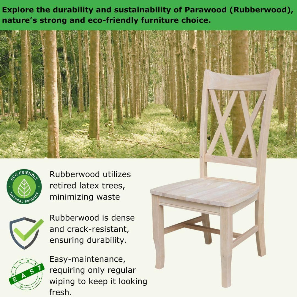 IC International Concepts, Set of 2 Double X-Back Dining Chairs, Armless, Rea...
