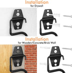 LIGHT DUST Broom Holder Wall Mount - 6 Pack Tool Hangers Garage Wall Hanging Organizer - Heavy Duty Metal Large S Hooks for Mop Shovel Rake Shed Garden Lawn Yard Handle Tools Organization (Black)