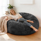 Combet Big Bean Bag Chairs for Adults, Bean Bag Chair with Filler Memory Foam Chair Super Soft Plush, Living Room Furniture, Suitable for Bedrooms, Comfy Lounge Reading Chairs, 4FT Darkgrey