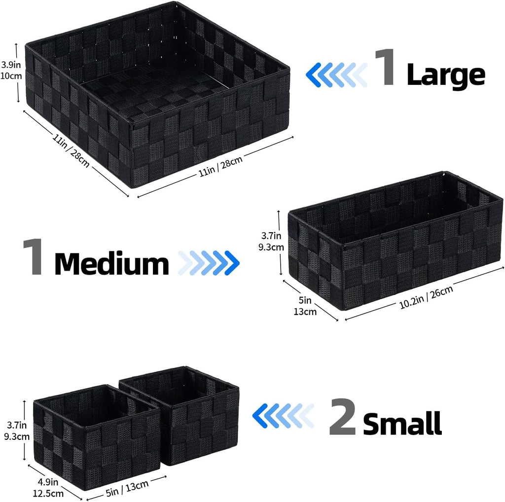 Posprica Woven Storage Basket Small Baskets for Organizing, Cube Basket Bin Container Tote Organizer Divider for Drawer,Closet,Shelf, Dresser,set of 4