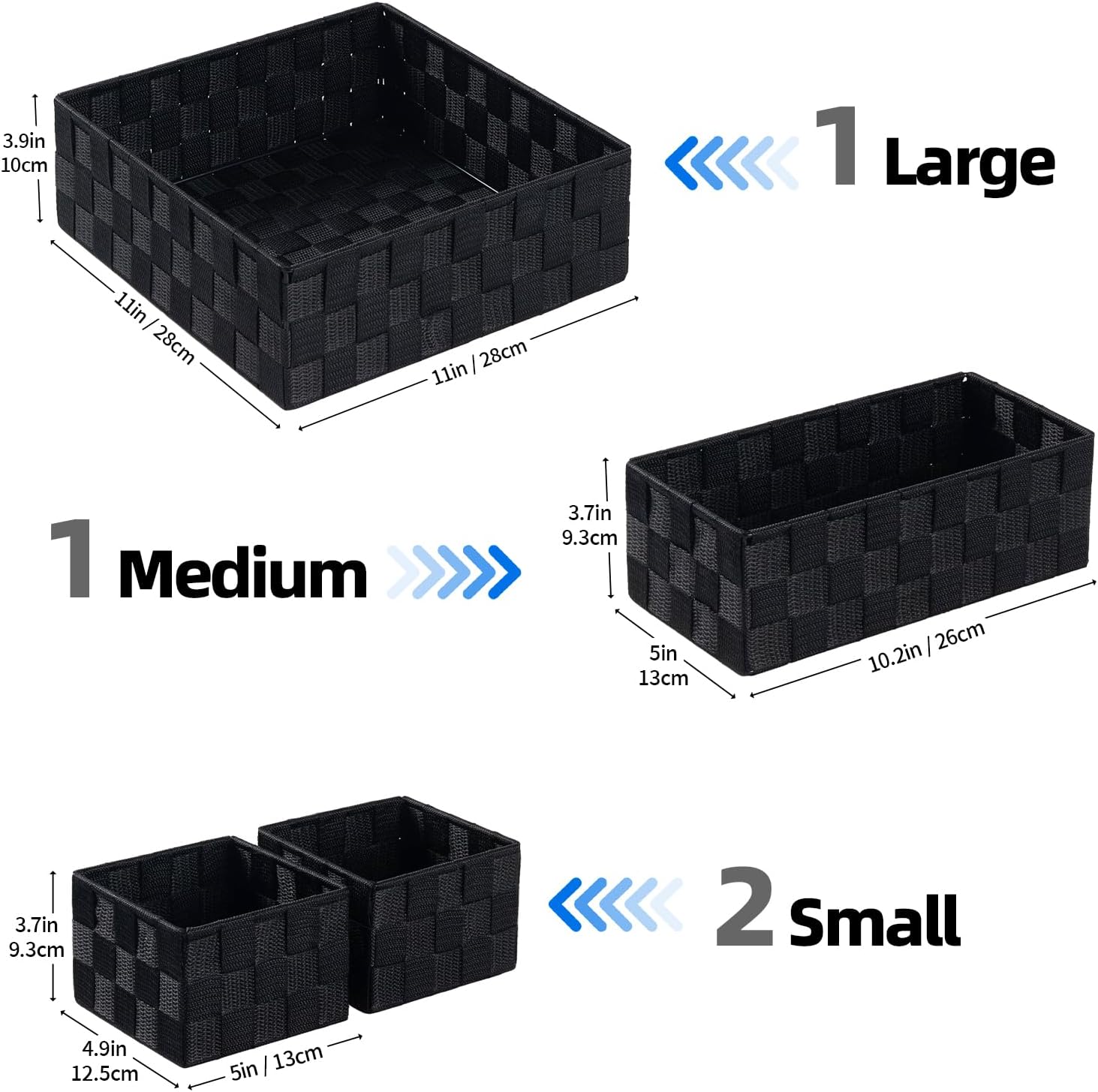 Posprica Woven Storage Basket Small Baskets for Organizing, Cube Basket Bin Container Tote Organizer Divider for Drawer,Closet,Shelf, Dresser,set of 4