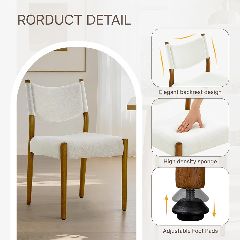 KISLOT Dining Chairs Set of 4, Ergonomic Upholstered Wood Chairs, White | Mid...