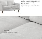 Kingfun Living Room Furniture Sets, 2 Armchair and Loveseat, Mid Century Modern Sofa Set, Chenille Couch with Solid Wood Frame for Living Room & Bedroom, Silver Gray