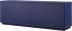 Henn&Hart Fluted TV Stand for TVs up to 75" with 2 Concealed Ribbed Storage Cabinets and Adjustable Shelves for Living Room, Family Room, or Office, Navy