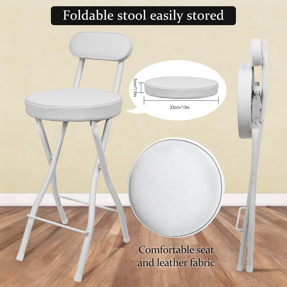 UWEAR Portable Folding Stool,Folding Bar Stool with Back,Leather Padded Count...
