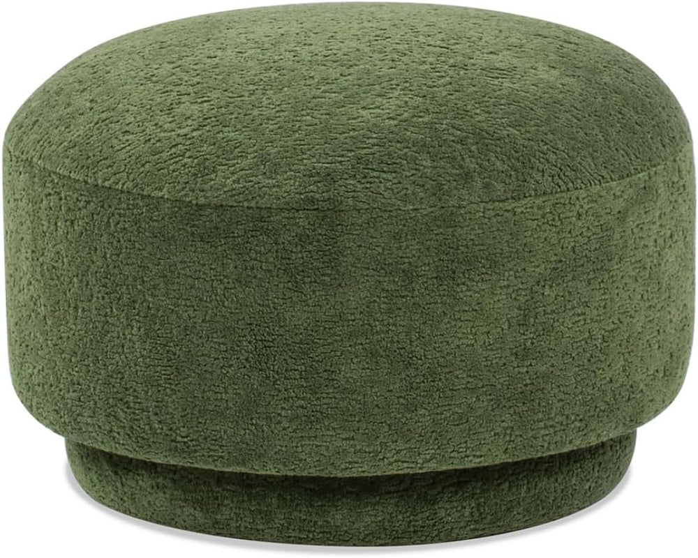 15" Mushroom Footstool Ottoman, Moss Green Fleeced Teddy