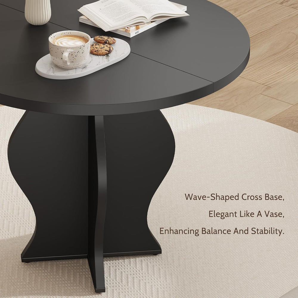 31.5 Inch Small Round Dining Table for 2, Modern Farmhouse Wood Kitchen Table...