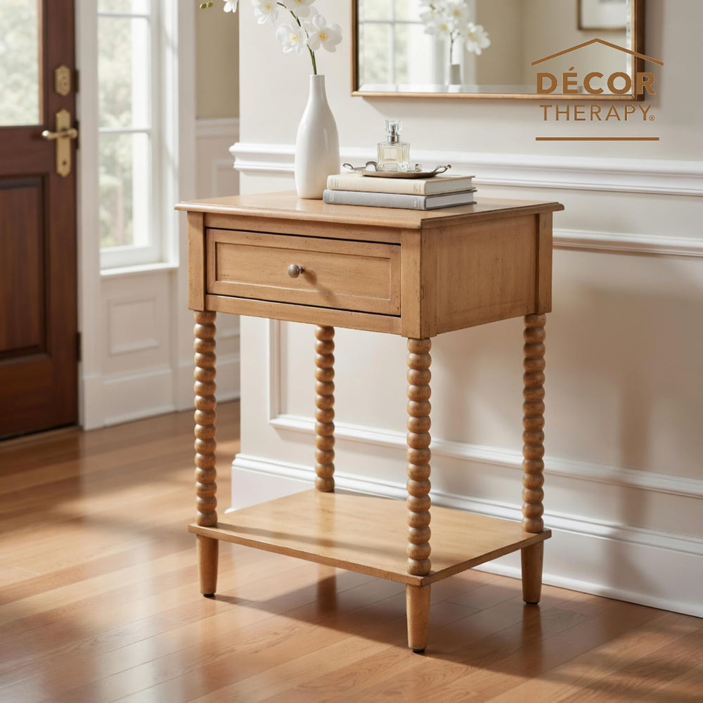 Decor Therapy Preston Traditional Single Drawer Side Table, Classic Bedside E...