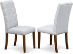 East West Furniture DLEL5-ANA-05 5 Piece Dinette Set for 4 Includes a Round Dining Room Table with Dropleaf and 4 Grey Linen Fabric Upholstered Parson Chairs, 42x42 Inch, Natural