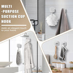 No-Drill Reusable Suction Cup Hooks, Towel, Robe, Loofah, Coat Hook for Glass, Mirror, Tile, Shower, Bathroom, Kitchen & Metal (Smooth, Non-Porous Surfaces) (2, Chrome Polished)