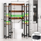 Over The Toilet Storage with 2 Drawers - 11 Tier Bathroom Organizer Freestanding Space Saver Storage Rack with Adjustable Shelf Above Toilet Stand with 4 Hooks for Restroom, Laundry, Rustic Brown