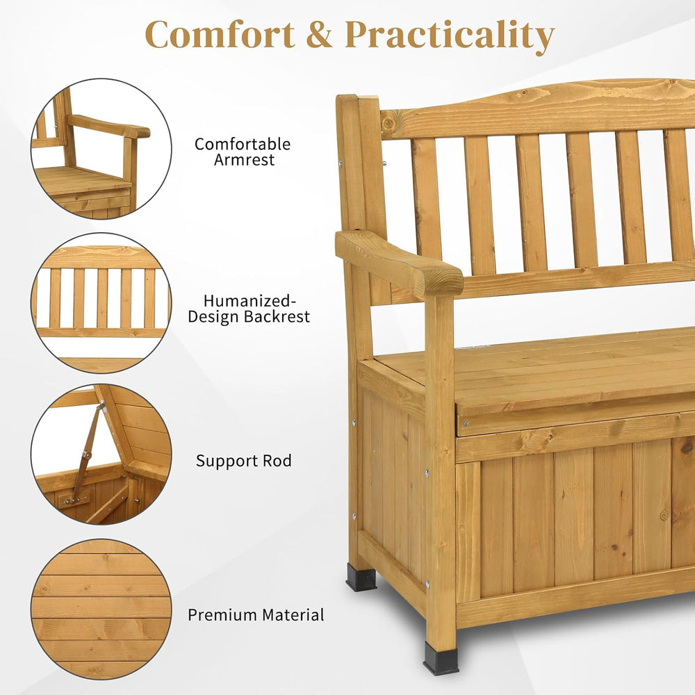 Outdoor Wood Storage Bench Deck Box, Entryway Porch Storage Bench, Wood Loves...