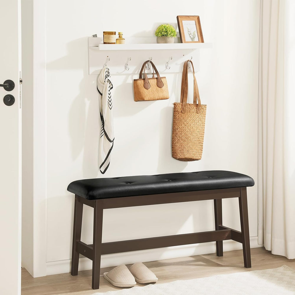 HOOBRO Dining Bench, Bamboo Dining Room Bench with PU Leather Upholstered Sea...