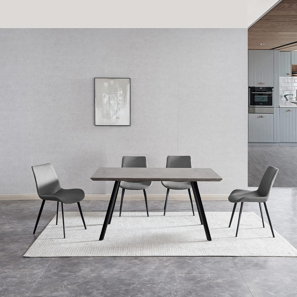 ZckyCine Modern Dining Table Set, 5-Piece, 46.5", 4 Upholstered Chairs