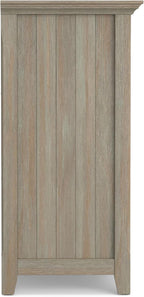 SIMPLIHOME Acadian Console Table - 57 Inch Wide Solid Wood 8-Cube Storage Sofa Table in Distressed Grey, Transitional Storage Unit for Living Room or Bedroom with Grooved Side Panels and Tapered Legs