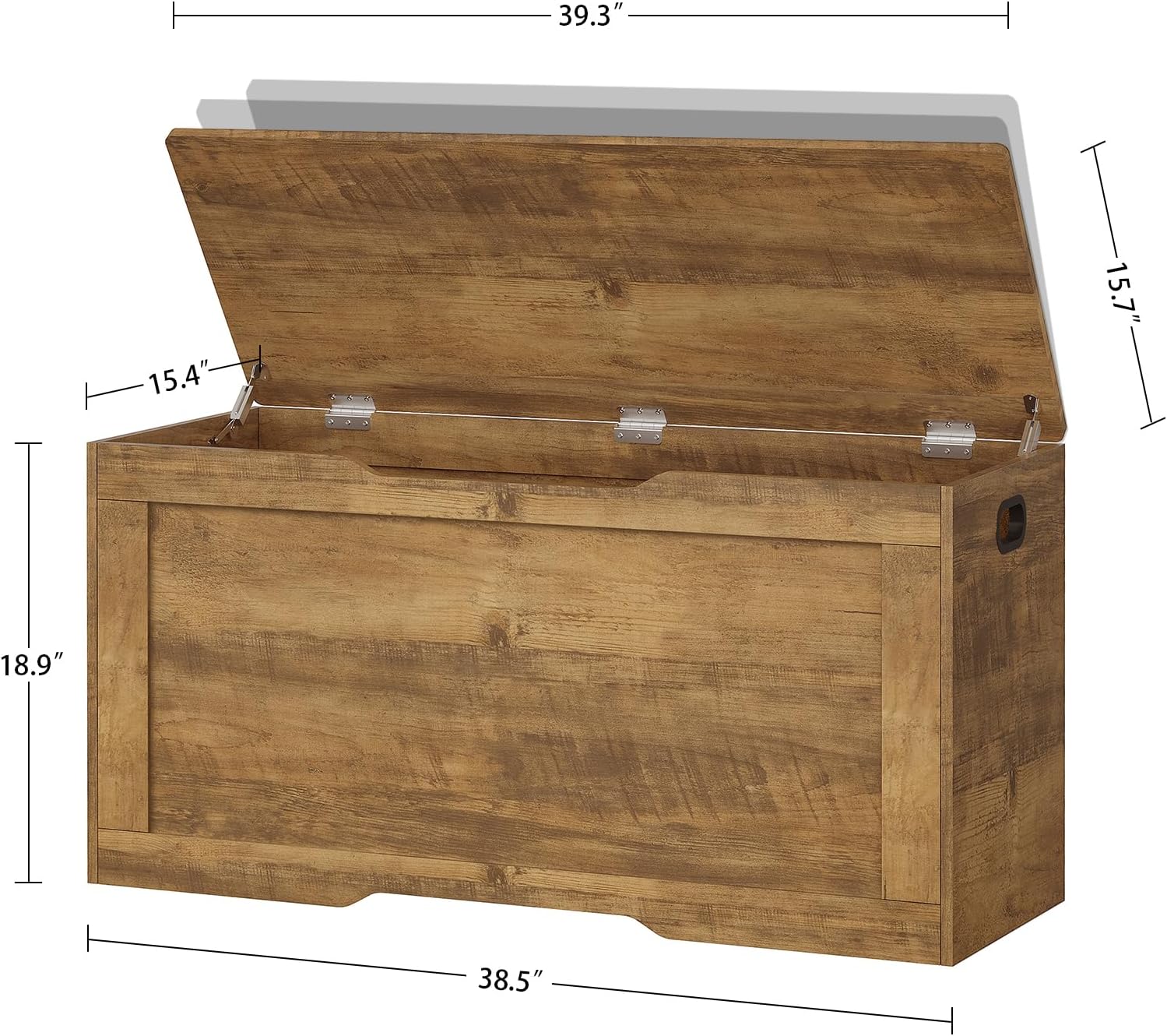 usikey 39.4” Storage Bench, Toy Box with 2 Safety Hinges, Lift Top Storage Chest, Toy Chest for Living Room, Bedroom, Entryway, Honey Brown