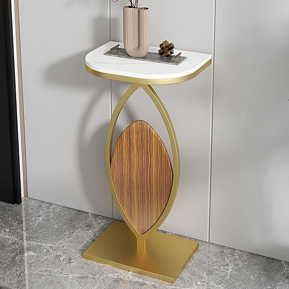 Modern Narrow Console Table Stone Slab Top and Metal Frame Decorative Table f...