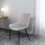4 PCS Faux Leather Dining Chairs, Mid Century Modern Leisure Upholstered Chair with Metal Legs for Kitchen Living Room Gray