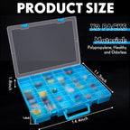 Juexica 2 Pcs Large 48 Grids Plastic Storage Bead Organizer Box, Tackle Box, Compartment Organizer Container with Adjustable Dividers for Jewelry Art Crafts Toys Screw Small Parts(Blue)