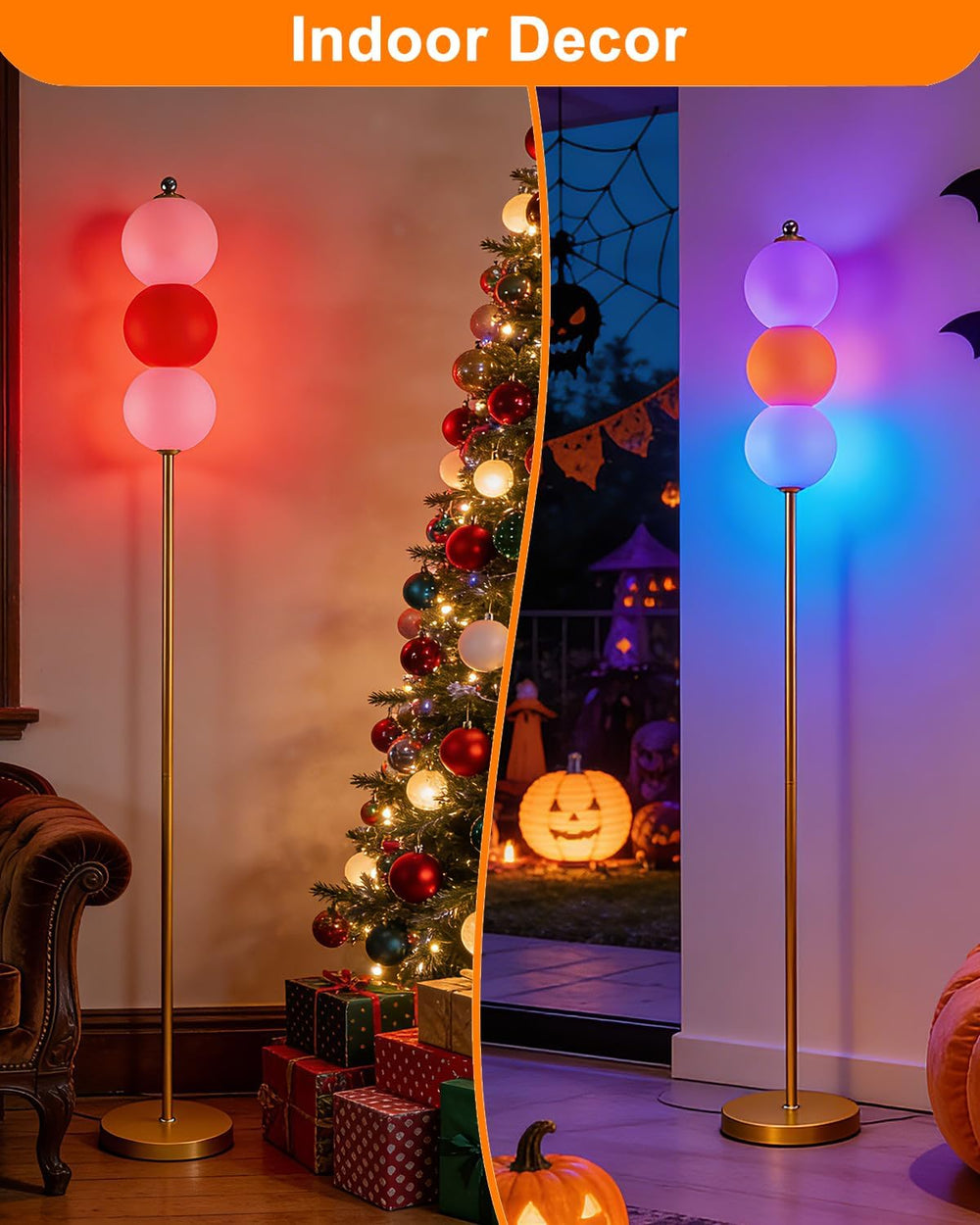 Lightdot Orange Floor Lamp Modern Standing Lamp with Touch Control, RGBW