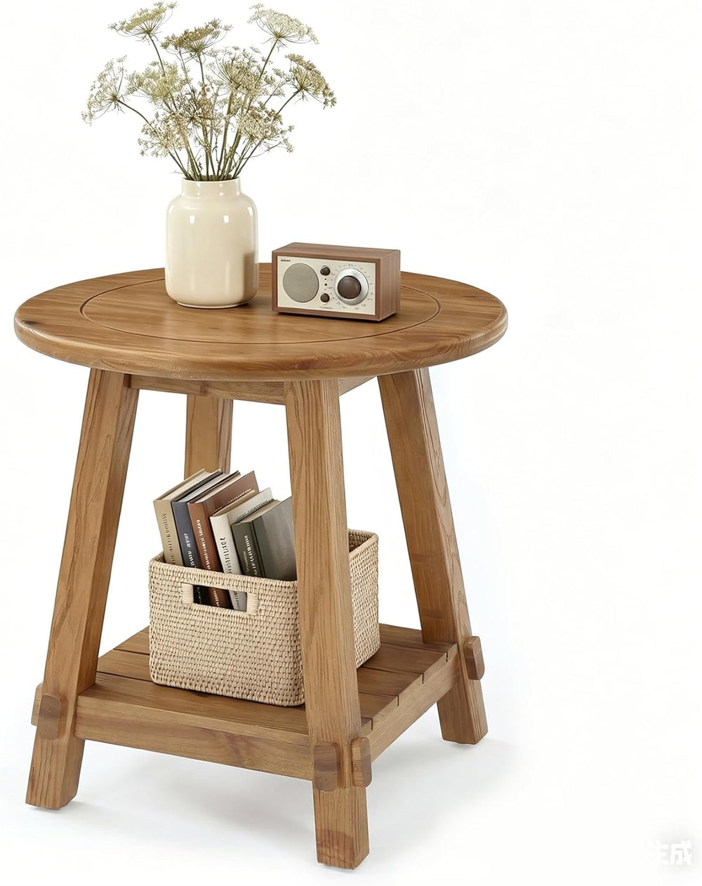 LITTLE TREE End Table for Living Room, 2-Tier Sofa Couch Table with Storage, ...
