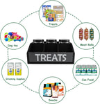Geyecete Dog Treat Container cat food container with 3 Jars & Compartments pet treat storage dog treat container trapezoid Cute Pet Treat Organizer