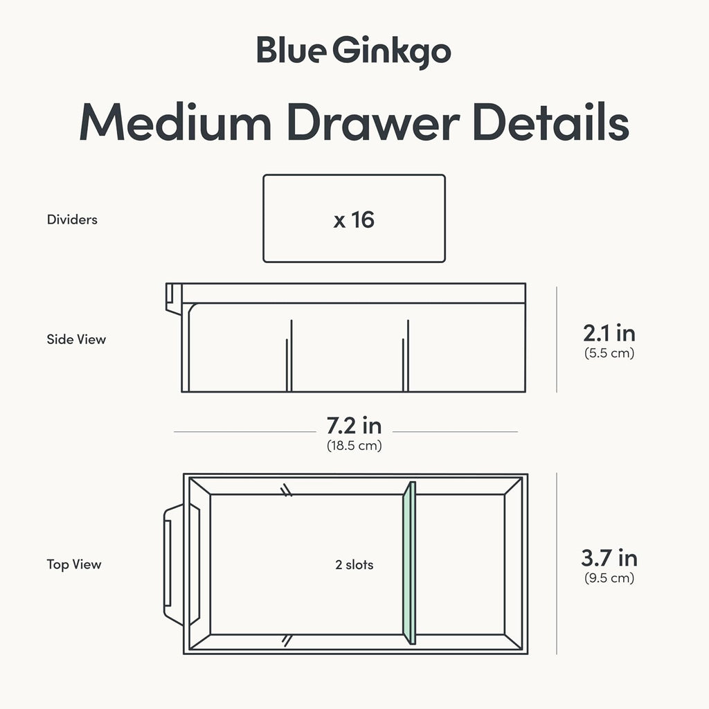 Blue Ginkgo Medium 16-Drawer Cabinet – Stackable Clear Organizer for Hardware, Beads, Plastic Bricks, Office, and Craft Storage (Made in Korea, Blue)