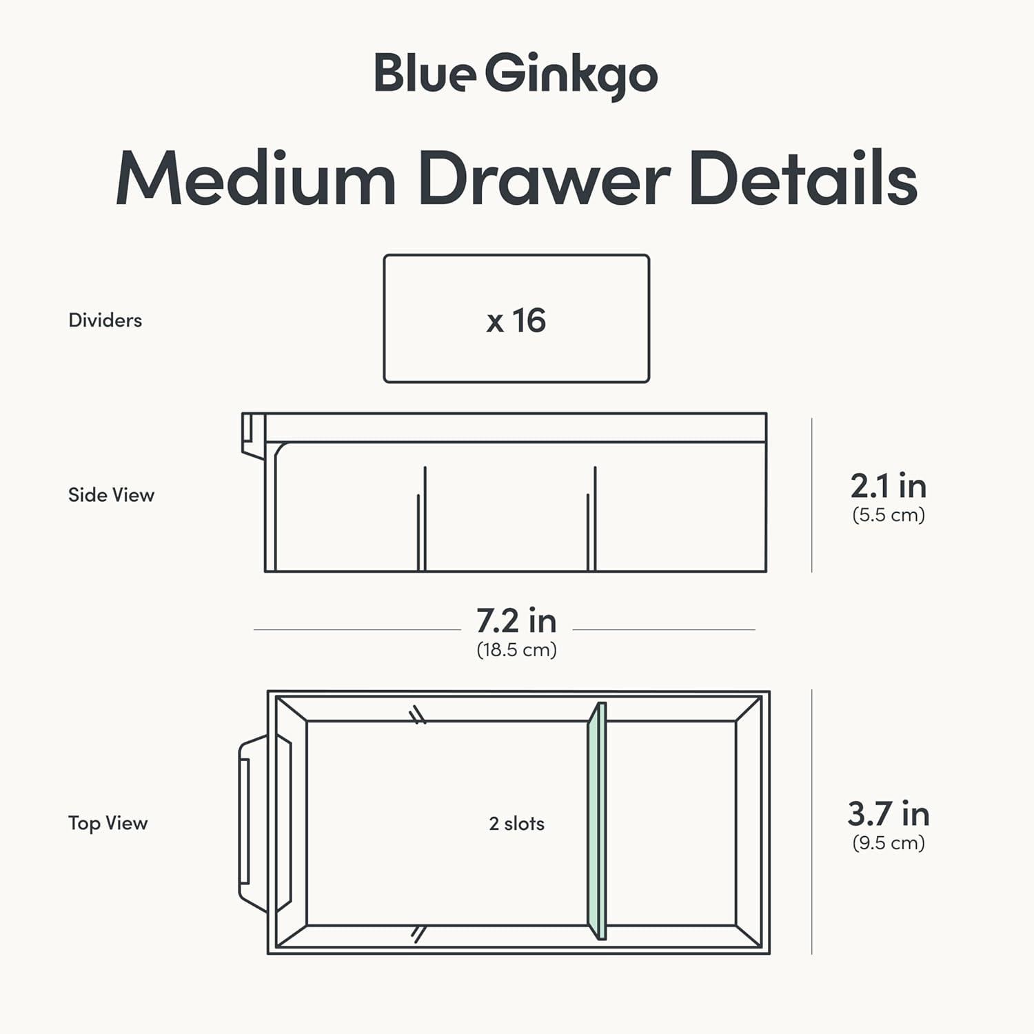 Blue Ginkgo Medium 16-Drawer Cabinet – Stackable Clear Organizer for Hardware, Beads, Plastic Bricks, Office, and Craft Storage (Made in Korea, Blue)