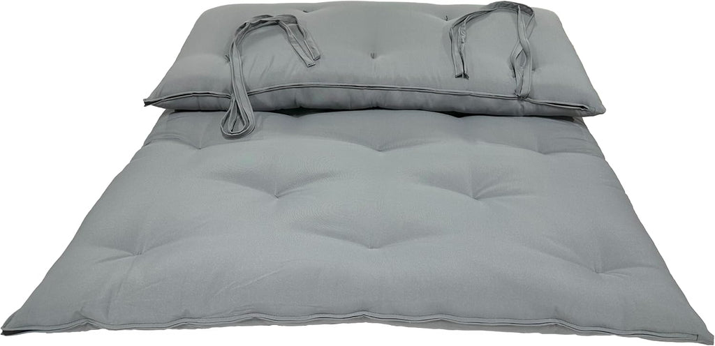 D&D Futon Furniture Gray Full Size Traditional Japanese Floor Rolling Mattress Tatami Topper Mat Sleepover Guest Bed, Foldable Cotton Cushion Pad Yoga Meditation