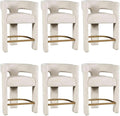 Jofran Upholstered Counter Stool with Arms – Versatile Barstools – Stylish Seating for Kitchen Dining Room or Home Bar, Natural, Set of 6