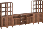 Farmhouse TV Stand for 70 inch TVs, Entertainment Center with Bookshelves - 6 Door Media Console with Adjustable Shelves, Storage Cabinet for Living Room Bedroom Home Theater, Rustic Brown