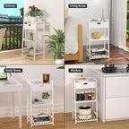 3 Tier Natural Bamboo Ladder Storage Shelf with Pull Out Drawer, Space Saving Freestanding Display Rack 11.8" D x 16.5" W x 31" H for Bathroom Bedroom Kitchen Office
