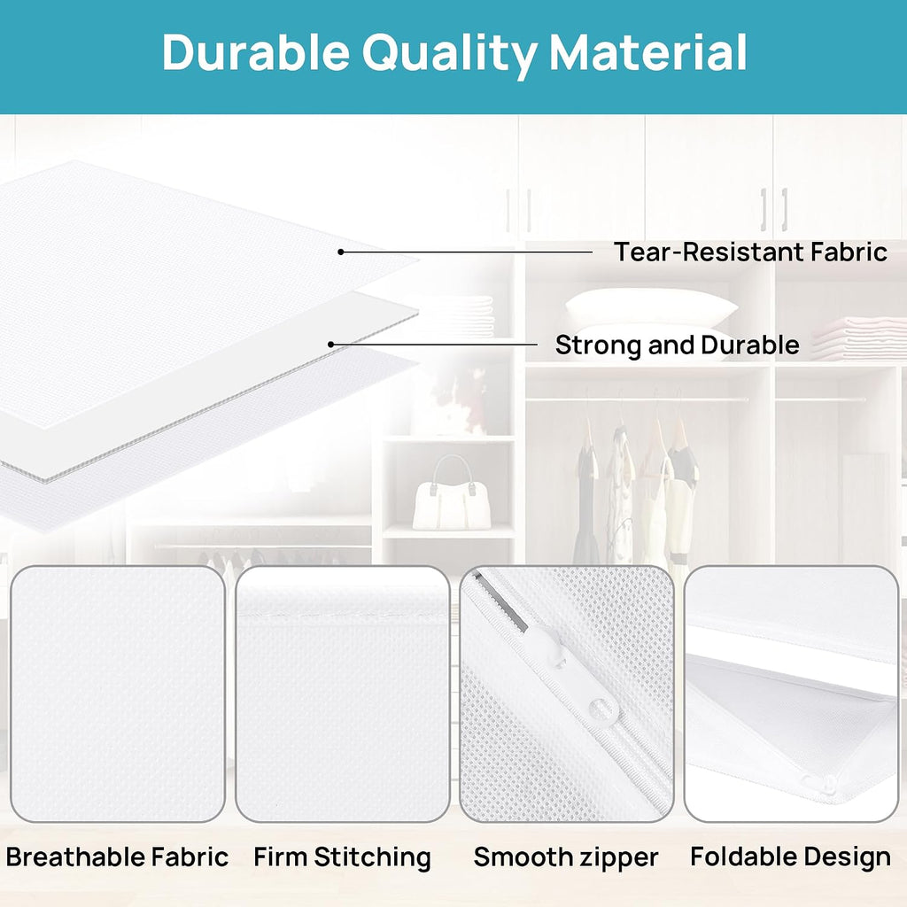 Vtopmart 18 Pack Baby Clothes Organizer, Dresser Drawer Organizer for Baby Clothing, Foldable Fabric Closet Drawer Storage Bins, Dresser Dividers for Bra, Socks, Ties, Scarf, White
