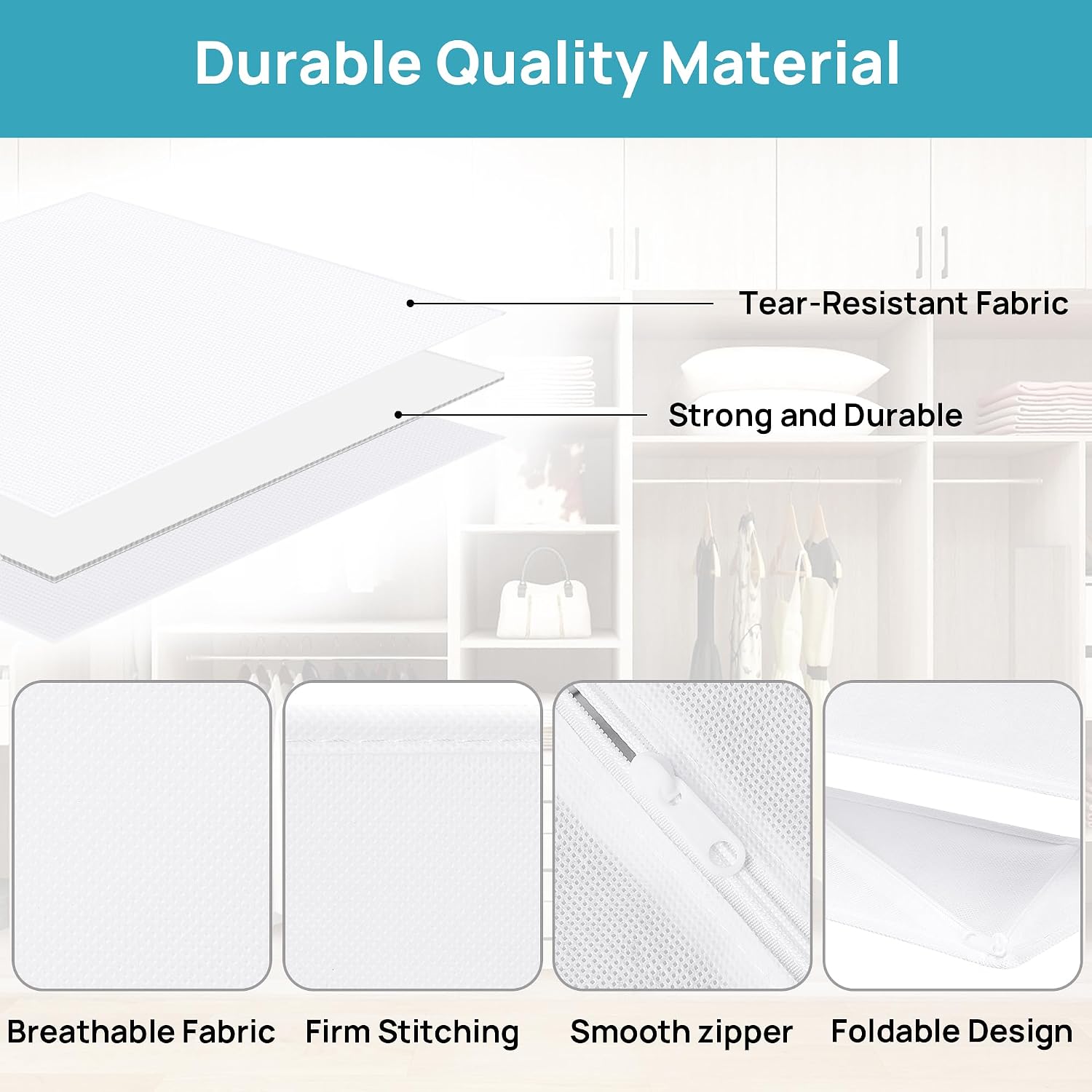 Vtopmart 18 Pack Baby Clothes Organizer, Dresser Drawer Organizer for Baby Clothing, Foldable Fabric Closet Drawer Storage Bins, Dresser Dividers for Bra, Socks, Ties, Scarf, White