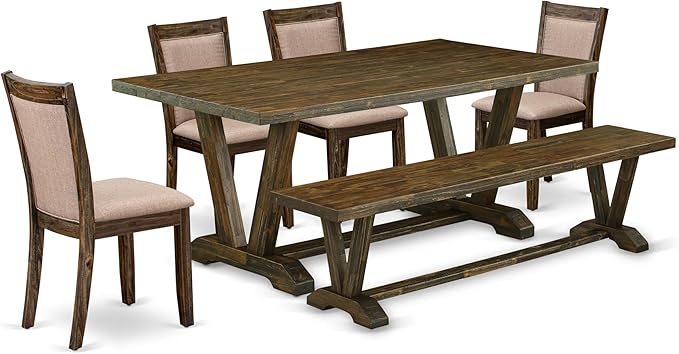 East West Furniture V777MZ716-6 6 Piece Dining Table Set Contains a Rectangle...