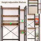 Over The Toilet Storage with 2 Drawers - 7 Tier Bathroom Organizer with Adjustable Shelf, Freestanding Space Saver Storage Rack Above Toilet Stand with 4 Hooks for Restroom, Laundry, Rustic Brown