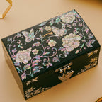 Mother of Pearl Small Jewelry Ring Box - Gifts for best friends women, Thank you gifts, mom birthday gifts, Friendship Women Gifts Trinkets Keepsake Treasure box (Black-Butterfly)
