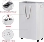 efluky Slim Laundry Hamper with Wheels, Rolling Laundry Basket for Clothes, Small Laundry Basket for Bedroom, Dorm and Laundry Room, 75L (19.8 Gallons) White
