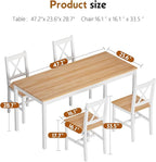 SogesHome 47.2'' Dining Table Set with 4 Chairs, 5-Piece Modern Chic Design, Premium Construction, Versatile Functionality, Easy Assembly, Oak and White Finish, Oak