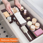 25 PCS Plastic Drawer Organizer Set, 4-Size Versatile Organizer Trays & storage Bins for Makeup, Jewelry, and Gadgets in Bathroom, Bedroom and Office,Brown