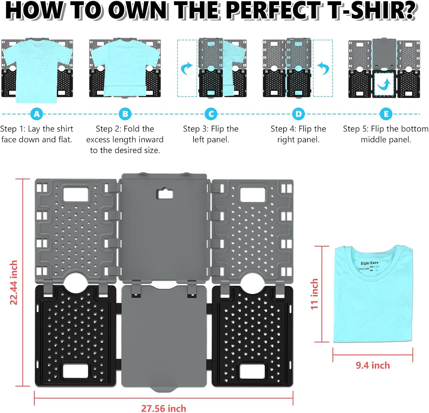 10Pcs Stackable Closet Organizer & Shirt Folding Board Bundle | Space-Savin Closet Organizers and Storage , Foldable ,Ideal for Tshirts ,Sweater ,Pants Storage in Bedroom and Dormroom Black